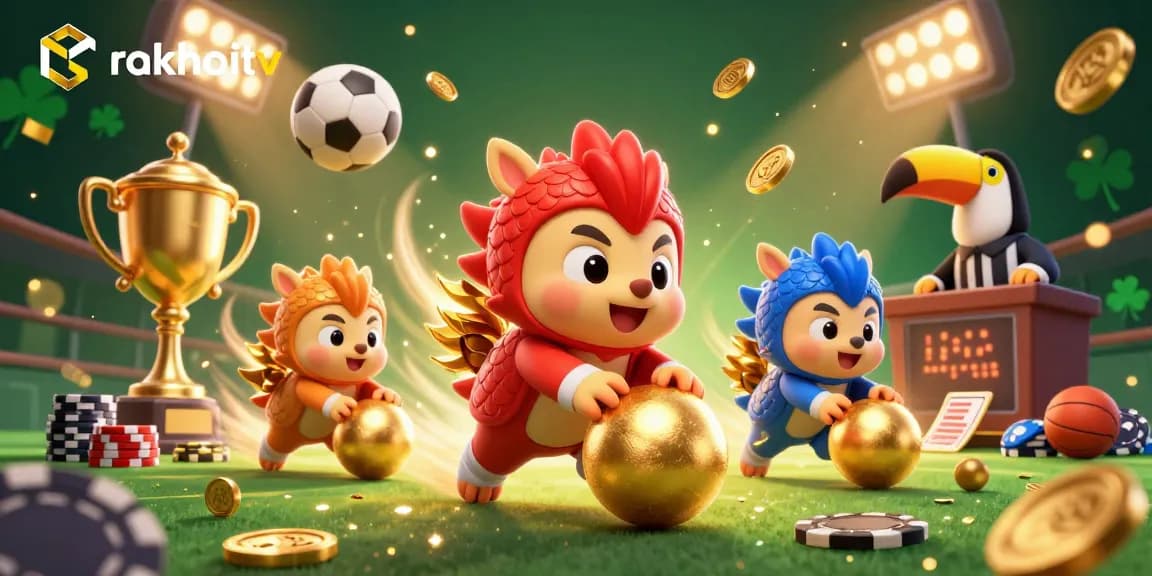 Experience thrilling gaming at rakhoitv with vibrant pangolins negotiating golden balls and poker chips.