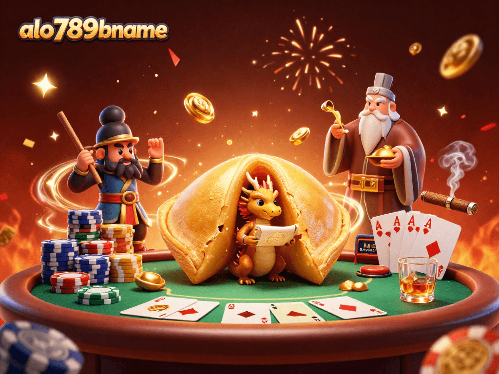 Watch the wise dragon read fortunes amidst the vibrant alo789bname casino chaos of cards and chips.