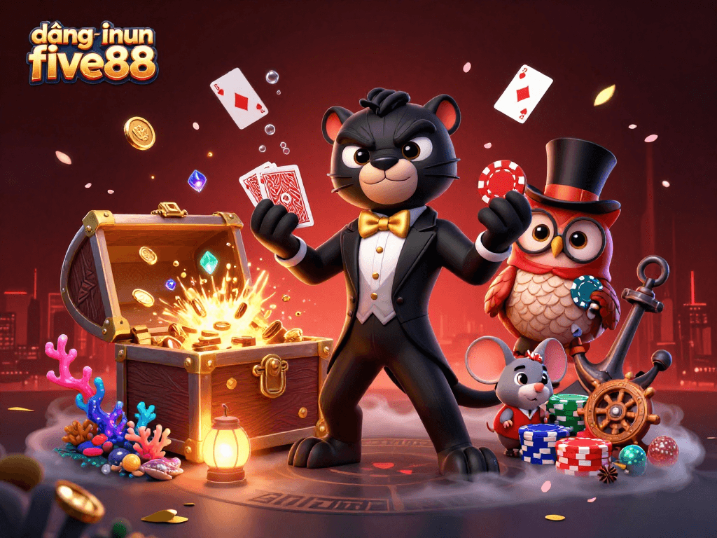 Experience the thrill of đăng nhập five88 with vibrant casino characters and dynamic gameplay elements.