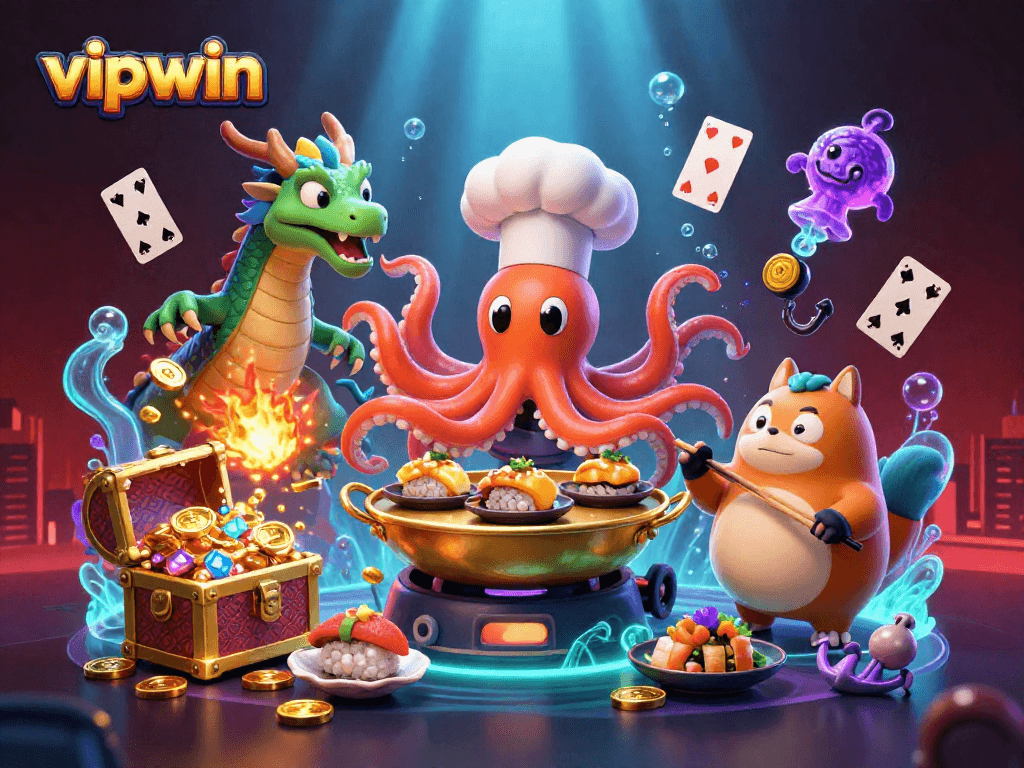 Experience thrilling gameplay at vipwin with vibrant casino characters and gold treasures in 3D