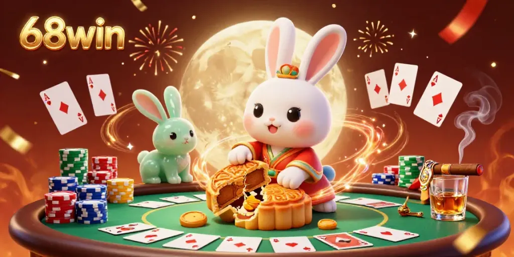 Engage in thrilling poker action at 68win with colorful chips and festive celebrations!